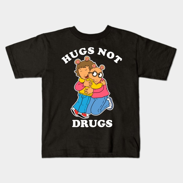 Hugs Not Drugs (Black Tee) Kids T-Shirt by OniSide